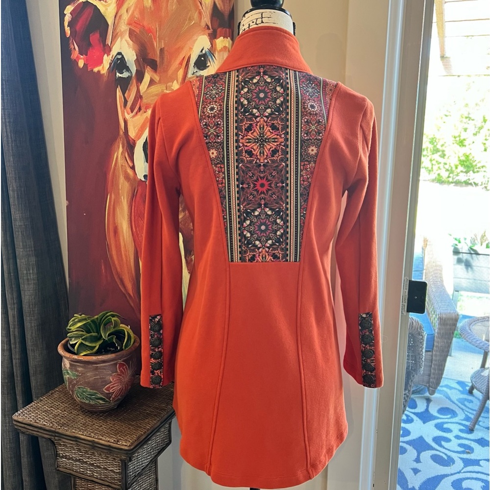 Soft Surroundings Nuance Orange Jacket with Tapestry Accent and Filigree Button - Picture 3 of 16